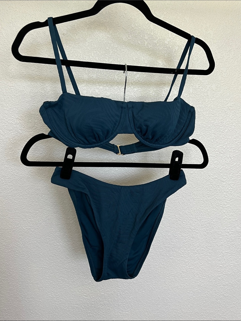 Shade & Shore Deep Teal Ribbed Underwire Bikini
